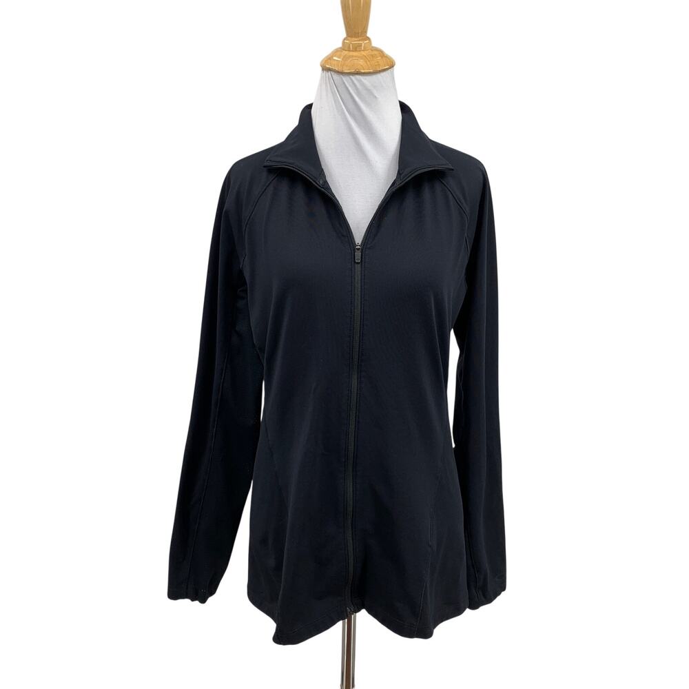 Oakley Jacket Womens M Medium Black Athletic Performance Full Zip Raglan Sleeve